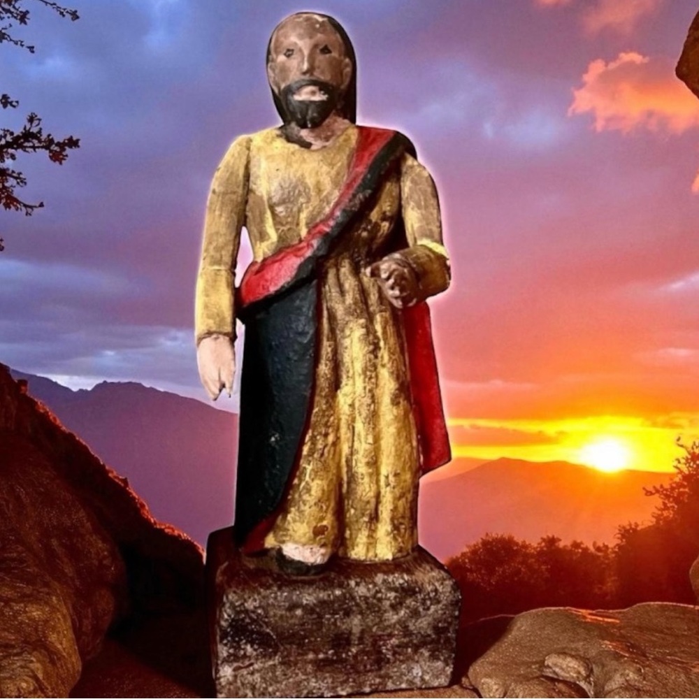 Antique Christ the Shepard Carved Wood Santos from Mexico. Movable  Arms.